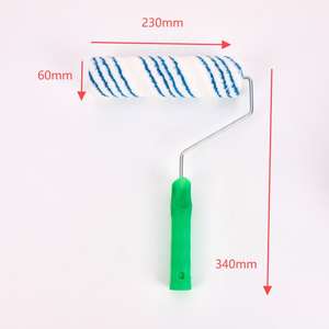 Couverture en polyester de brosse de <span class=keywords><strong>rouleau</strong></span> de peinture industriel/bricolage de <span class=keywords><strong>rayure</strong></span> bleue de haute qualité avec la poignée en plastique verte pour la peinture - Product Image 5