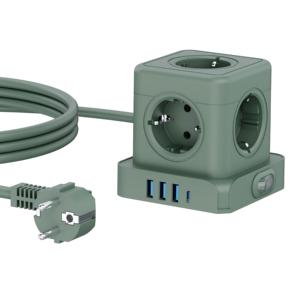 Modern 5 Outlets Flat <b>Plug</b> with 3 <b>USB</b> 1 Type <b>C</b> 1 Smart Home Socket Overland 16A Current Extension Socket - Product Image 6