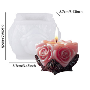 Moule en silicone <span class=keywords><strong>pour</strong></span> bougie parfumée artisanale DIY et souvenir en plâtre, motif géométrique transfrontalier en forme <span class=keywords><strong>de</strong></span> cœur et <span class=keywords><strong>de</strong></span> rose, <span class=keywords><strong>pour</strong></span> une ambiance festive - Product Image 4