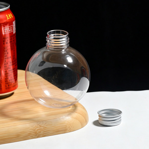 Bouteilles en plastique PET rondes transparentes de 270 ml en gros, contenants sphériques pour jus et boissons avec bouchon à vis pour décorations de Noël - Product Image 5