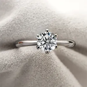 Custom 0.5CT 1CT 2CT 3CT Vvs D 925 Sterling Silver Solitaire Moissanite Wedding Engagement Ring For Women With Gra Certificate