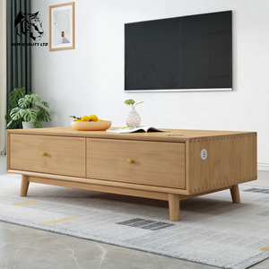 Table basse en bois et marbre, design moderne, écologique, facile à assembler, fabriquée en usine, prix bas, personnalisable, en stock, prête à être expédiée - Product Image 2