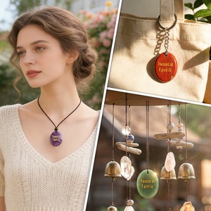 Pierre de méditation en cristal gravée de mots inspirants naturels « I Want It I Got It », cadeau encourageant pour la poche - Product Image 3