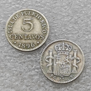 Monete commemorative in stile antico da 5 centavos degli Stati Uniti (PR) del 1896, regali, decorazioni per la casa - Product Image 1