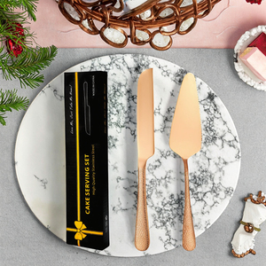 Elegant 2pcs Reusable Wedding <b>Cake</b> <b>Cutter</b> Server Set Stainless Steel <b>Cake</b> Cutting Utensils with Golden Finish - Product Image 3