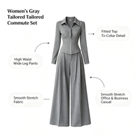 Ensemble de costume décontracté en velours pour femmes, trois pièces, avec veste à bretelles en forme d'arête de poisson et pantalon