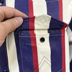 <span class=keywords><strong>Camicia</strong></span> da <span class=keywords><strong>uomo</strong></span> <span class=keywords><strong>con</strong></span> colletto ribassato Casual a righe stile Cowboy occidentale a maniche lunghe - Product Image 4