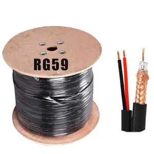Kabel Koaksial Rg58 Rg59, Kabel Multi Emas Rg 59 dengan Kabel Daya Koaksial Rj59