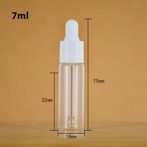 Flacons d'échantillons cosmétiques vides de 7 ml, mini flacons compte-gouttes en verre transparent, flacon d'huile essentielle, flacon de sérum avec <span class=keywords><strong>pipette</strong></span> noire et blanche - Product Image 2