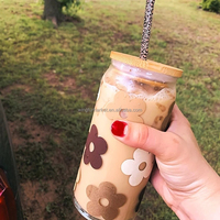 Gobelet en verre à Sublimation, tasse à thé à bulles, pot Mason, couvercle en bambou, impression UV personnalisée, tasses à café, gobelets avec paille, vente en gros