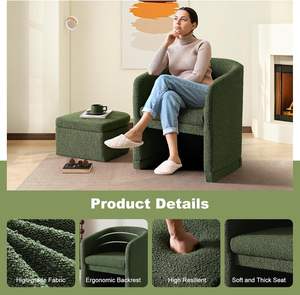 <span class=keywords><strong>Fauteuil</strong></span> moderne en tissu vert pouf avec repose-pieds chaise d'appoint <span class=keywords><strong>confortable</strong></span> <span class=keywords><strong>pour</strong></span> les petits espaces de vie meubles de maison <span class=keywords><strong>pour</strong></span> la lecture - Product Image 5
