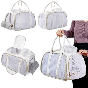In Stock Large Capacity Fashionable Portable Handbag Pure White PU Cat and <b>Dog</b> Backpack Wholesale Pet Carriers for Outings - Product Image 2