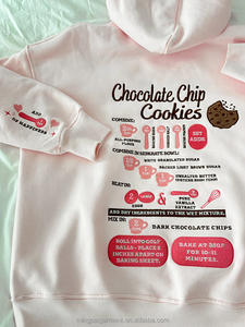 Sudadera con Capucha Rosa Extra Grande para <span class=keywords><strong>Mujer</strong></span> con Bordado de Receta de Galletas con Chispas de Chocolate, Diseño Personalizado, Sudadera Informal con Capucha, Pedido al por Mayor - Product Image 5