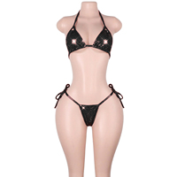 Ensembles de lingerie deux pièces brillants à pois et sequins, tenues de danse exotique, ensembles pour festivals et soirées, vêtements pour adultes pour club et serveuses de bouteilles