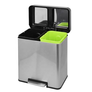 40 liter pedal sorting stainless steel recycling <strong>square</strong> <strong>bin</strong> for industrial trash can - Product Image 2
