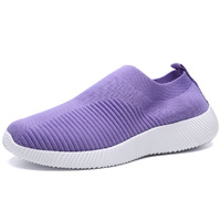 Chaussures décontractées légères à tricoter en maille élastique pour femmes, design simple