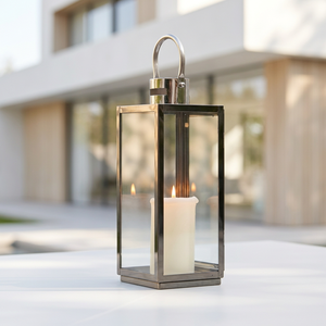 Lanternes porte-bougies en métal nickelé bicolore pour décorations de table et de sol festives en gros - Product Image 1