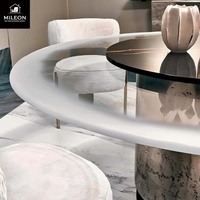 Table à manger ronde sur mesure en marbre véritable de première qualité, table à manger ronde luxueuse en marbre naturel italien