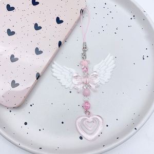 Lanière de téléphone portable rétro Y2K avec pendentif ailes et cœur, chaîne de téléphone mignonne en cristal énergétique pour filles - Product Image 2