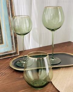 Verre à vin vert vintage au design élégant, verre haut pour la maison, nouveau verre créatif pour champagne et cidre - Product Image 5