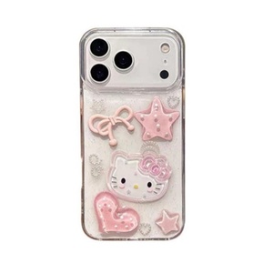 3D epoxy star bowknot KT cat cute cartoon resin loving girls transparent phone <b>case</b> cover for <b>iPhone</b> 7plus XS <b>11</b> 12 13 14 15 17 - Product Image 6