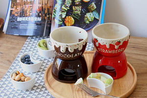 Tasses à fondue au chocolat multifonctionnelles en céramique avec fourchettes, outils à <span class=keywords><strong>fromage</strong></span> personnalisés, pot à chocolat pour ustensiles de cuisine - Product Image 6