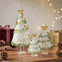 Modernes Mini-Murano-Glas Weihnachtsbaum-Set Handgefertigte Kristall-Weihnachtsbaum-Figuren für Büro-Schreibtisch Tischdekoration Feiertagsgeschenke