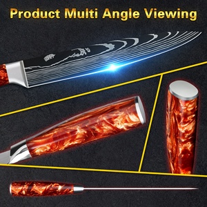 Mango de resina roja de lava 8 pulgadas Damasco 67 capas VG10 <span class=keywords><strong>cuchillos</strong></span> japoneses tallado de carne cuchillo rebanador de carne con caja de regalo - Product Image 3