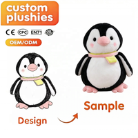 Peluche pingouin personnalisée avec écharpe, douce et mignonne, en peluche rose, vente en gros, OEM, ODM, fabricant de logos personnalisés, cadeaux pour enfants