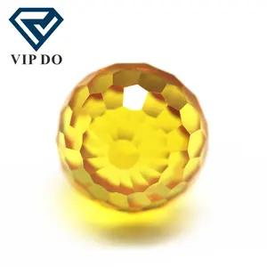 免费样品宝石3毫米-12毫米圆形刻面珠金黄色立方氧化锆松散宝石合成刻面球珠锆石
