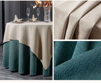 Nappe de table en coton et lin pour hôtel et restaurant, style simple, forme ronde, lavable, tissu personnalisé commercial