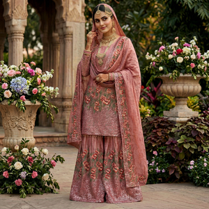 Traditional Indian Pakistani Silk Embroidered Wedding <b>Lehenga</b> Suit <b>Women</b> Floor-Length Regular Fit Ethnic Wear - Product Image 1