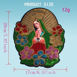 Grande écusson thermocollant brodé de sequins, motif Vierge <span class=keywords><strong>Marie</strong></span>, pour vêtements DIY - Product Image 5