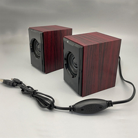 Speaker Komputer Klasik Kayu AUX USB Berkabel OEM Kustom Aktif Ganda Desktop Laptop Mini Portabel M-010S