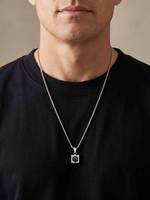 Collier pendentif carré en onyx noir en acier inoxydable pour homme, bijou statement en pierre naturelle, bijoux personnalisables avec logo