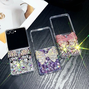 Para Samsung Z Flip 7 6 5 Glitter Flash Diamond Bow con cadena Phone Case Envío gratis para Z Fold 7 case Envío gratis - Product Image 1