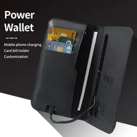 Vente flash Banque d'alimentation portable 6000mah Portefeuille Chargeur rapide Chargeur sans fil Portefeuille en cuir PU Banque d'alimentation pour femmes et hommes