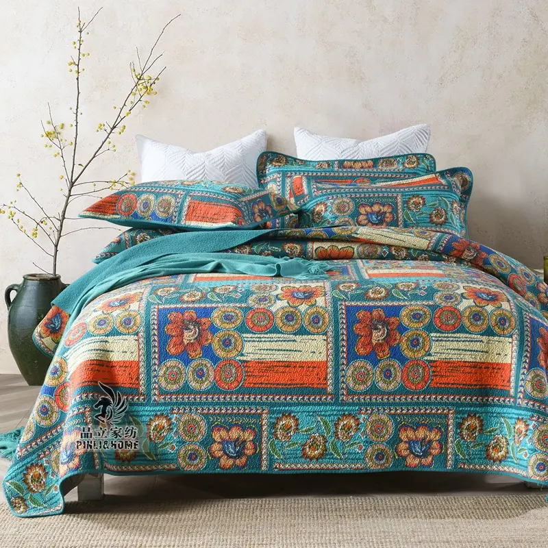 New special design bohemian style bedspread quilted bedspread prices cheap King size bed cover set