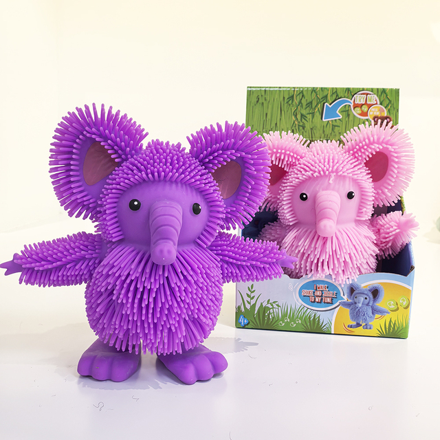 Fantastic Stretchy Hair Full Body Movement Silicone Walking Elephant Toy Robot Electric Elephant Toy