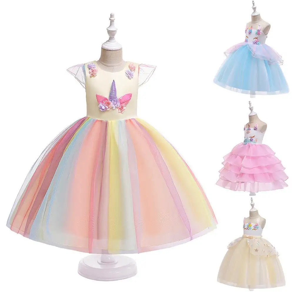 Halloween Party Sequin Unicorn Costume Dresses Children Frocks Girl Princess Tutu Dress Party Dress For Girl