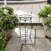 Vente en gros de supports pour plantes d'extérieur en fer forgé support de jardinière en métal revêtement en poudre piédestal fer vintage grand support pour plantes d'intérieur
