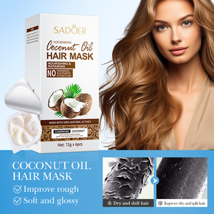 Masque capillaire à l'huile de coco SADOER, nourrissant, hydratant, lissant, réparateur, volumisant, 12g*6pcs - Product Image 2