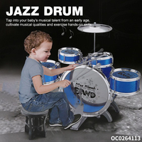 Batterie de Jazz en Métal Électroplaqué pour Enfants avec Siège, Grand Ensemble d'Instruments de Musique à Percussion en Acier