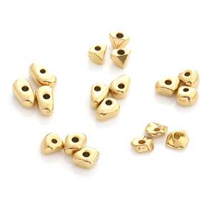 Irregular Geometric Gold Tone <b>Beads</b> 18k Titanium Steel Spacer <b>Beads</b> For Bracelets And <b>Necklaces</b> Unisex Jewelry Making Supplies - Product Image 1