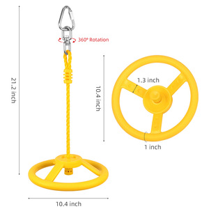 Rueda giratoria de escalada con cuerda de 10.4 pulgadas, equipo de juego de plástico para niños, para uso en interiores y exteriores, columpio Ninja Wheel - Product Image 1