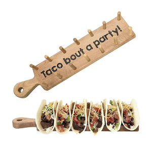 Soporte de Taco de bambú de estilo <span class=keywords><strong>mexicano</strong></span>, soporte de taco de madera Natural, soporte de 8 tacos para <span class=keywords><strong>restaurante</strong></span> o fiesta - Product Image 1