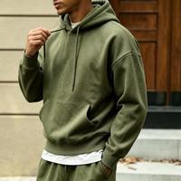 Setelan Olahraga Kasual Musim Dingin Fleece Tebal Polos Kustom untuk Pria, Setelan Hoodie dan Celana Panjang, Harga Kompetitif