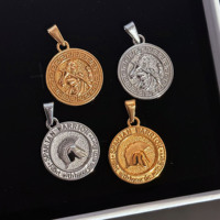 Pendentif vintage de gladiateur romain, pendentif de guerrier spartiate en or, casque, médaille, pendentifs pour hommes, bijoux en acier inoxydable