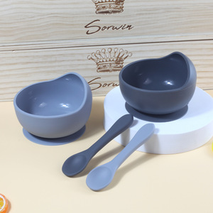 ชามซิลิโคนสำหรับเด็กปลอดสาร BPA เกรดอาหาร พร้อมจุกดูดกันลื่น กันน้ำ สำหรับเด็กวัยหัดเดิน ชุดอาหารสำหรับเด็กเล็ก จานอาหารสำหรับเด็กทารก - Product Image 4