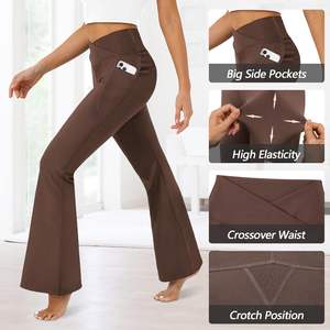 Женские леггинсы DLOODA с расклешенными штанинами, карманами, завышенной талией, зауженные к низу, для йоги, с эффектом утяжки живота, цветные, с эффектом колокола - Product Image 5